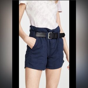 RtA High Waist Navy Shorts with Black Belt